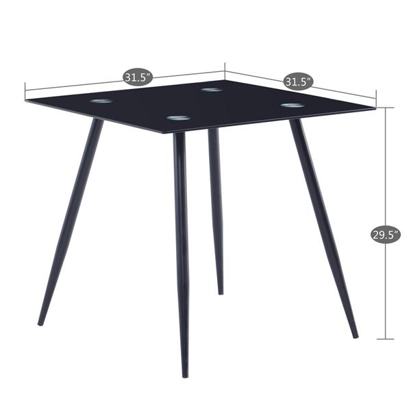 80*80*75cm Glass Dining Table Black（only table）