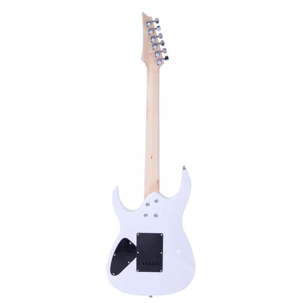 [Do Not Sell on Amazon]Glarry 170 Model With 20W Electric Guitar Pickup Hsh Pickup Guitar   Stereo   Bag   Harness   Picks   Rocker   Connector     Wrench Tool White