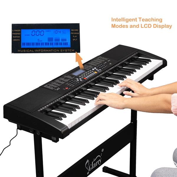 [Do Not Sell on Amazon]Glarry GEP-106 61 Key Portable Keyboard with  Built In Speakers, Headphone, Microphone, Music Rest, LCD Screen, USB Port & 3 Teaching Modes for Beginners
