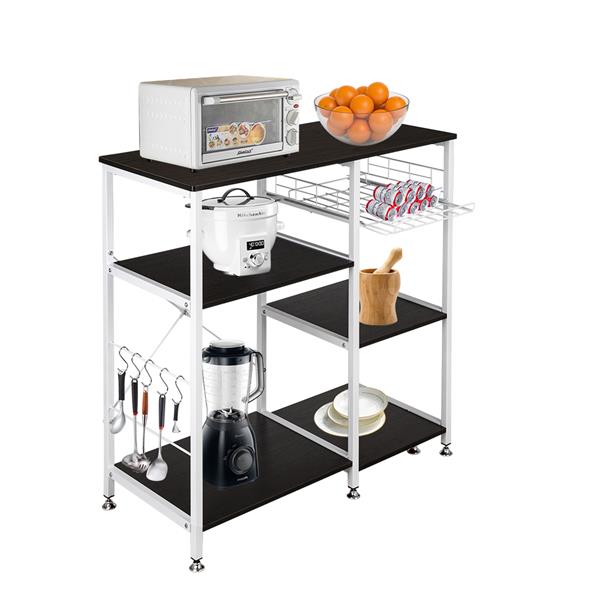 35.5" Kitchen Baker's Rack Utility Storage Shelf Microwave Stand 3-Tier 3-Tier Table For Spice Rack Organizer Workstation Dark Brown