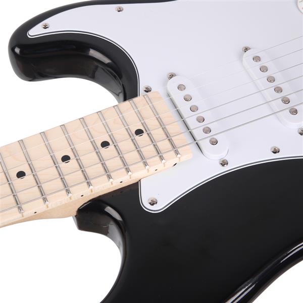 [Do Not Sell on Amazon]Glarry GST Maple Fingerboard Electric Guitar Bag Shoulder Strap Pick Whammy Bar Cord Wrench Tool Black & White