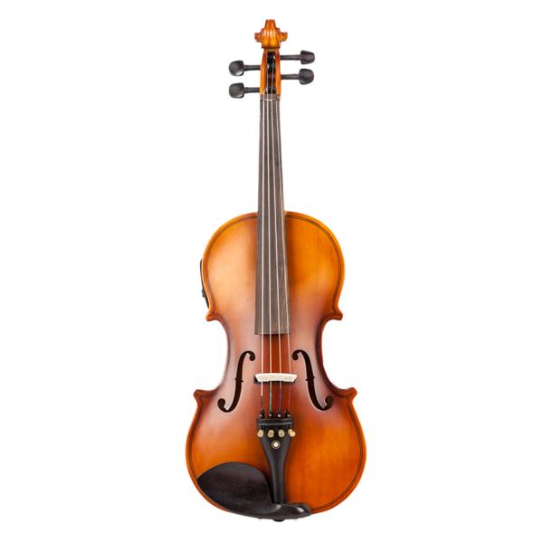 [Do Not Sell on Amazon]Glarry 4/4 Solid Wood EQ Violin Case Bow Violin Strings Shoulder Rest Electronic Tuner Connecting Wire Cloth Matte