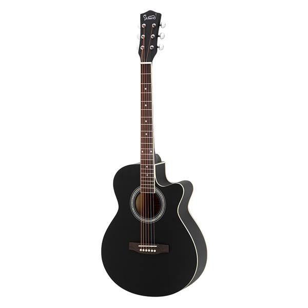 [Do Not Sell on Amazon]Glarry GT501 40 inch Spruce Front Cutaway Folk Guitar with Bag & Board & Wrench Tool Black