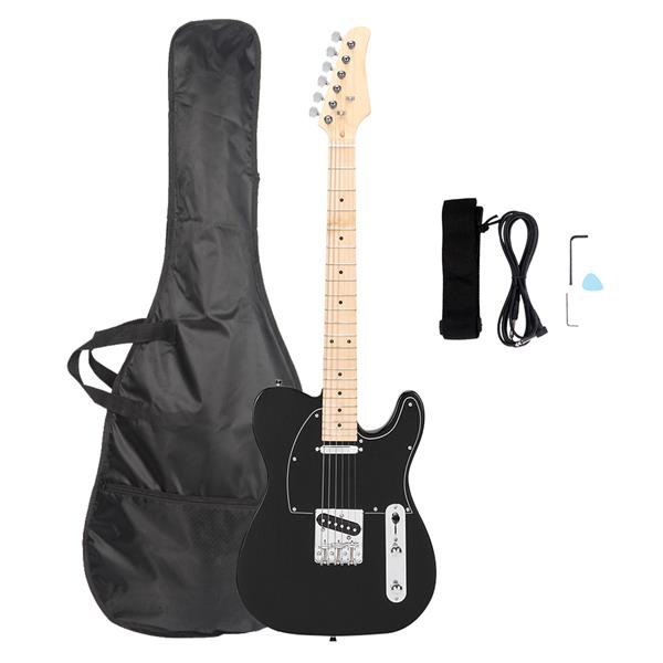 [Do Not Sell on Amazon]Glarry GTL Maple Fingerboard Electric Guitar Bag Strap Plectrum Connecting Wire Spanner Tool Black