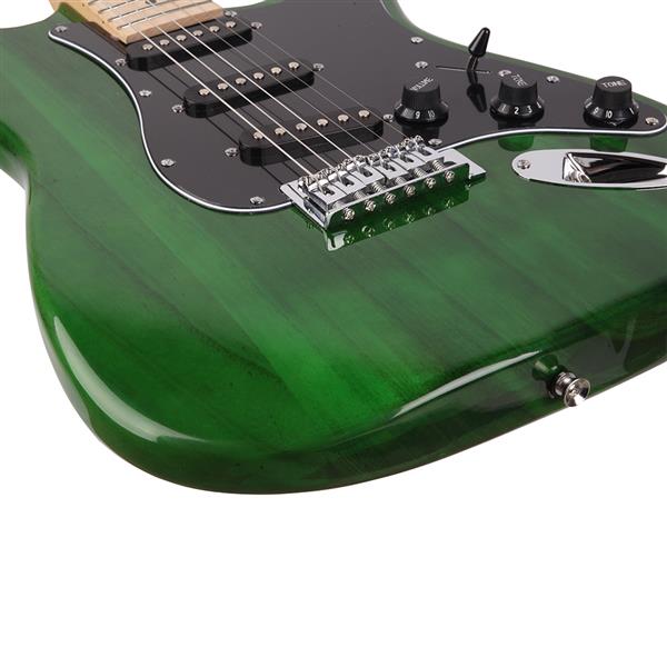 [Do Not Sell on Amazon]Glarry GST Stylish Electric Guitar Kit with Black Pickguard Green