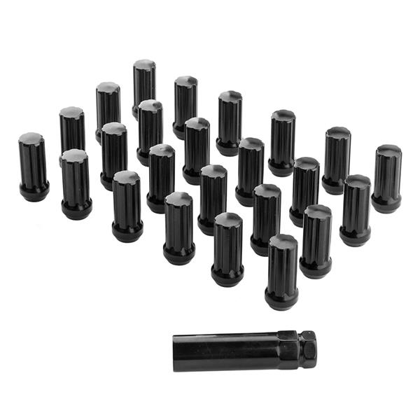 24pcs Spline Truck Locking Lug Nuts for Chevy Gmc 6x5.5 Toyota Cadillac 14x1.5 Black