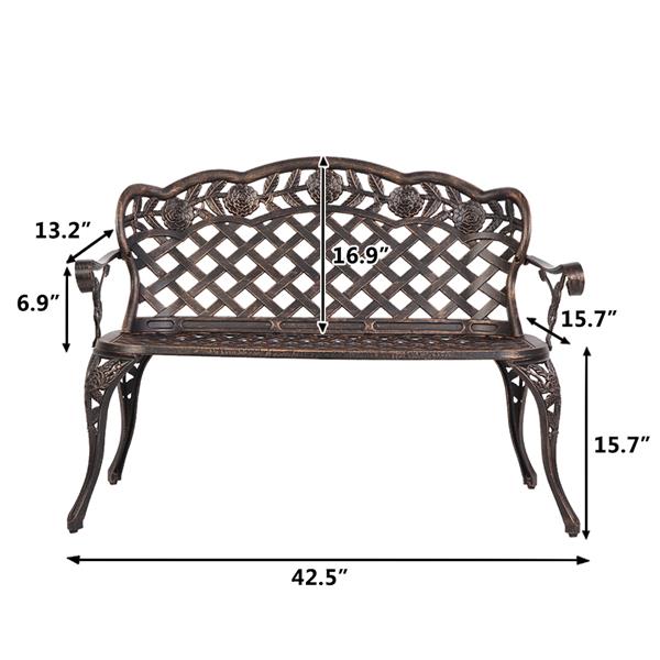 42.5inch Outdoor Cast Aluminum Leisure Rose Couple Bench