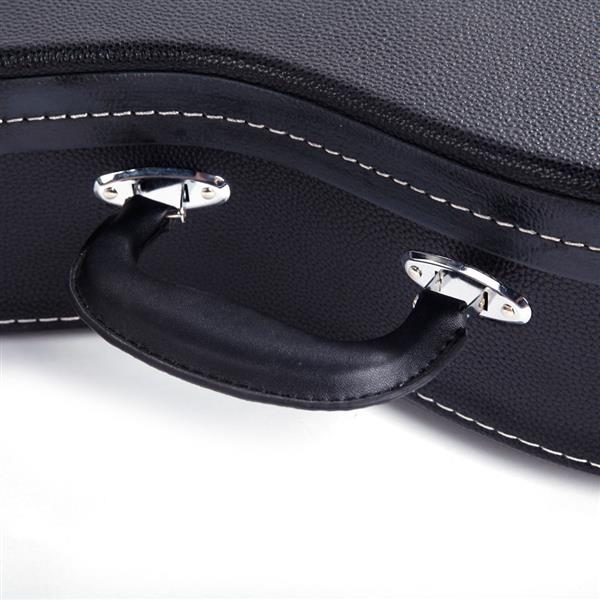 [Do Not Sell on Amazon]Glarry Hardshell A-Style Microgroove Pattern Leather Wood Mandolin Case Black