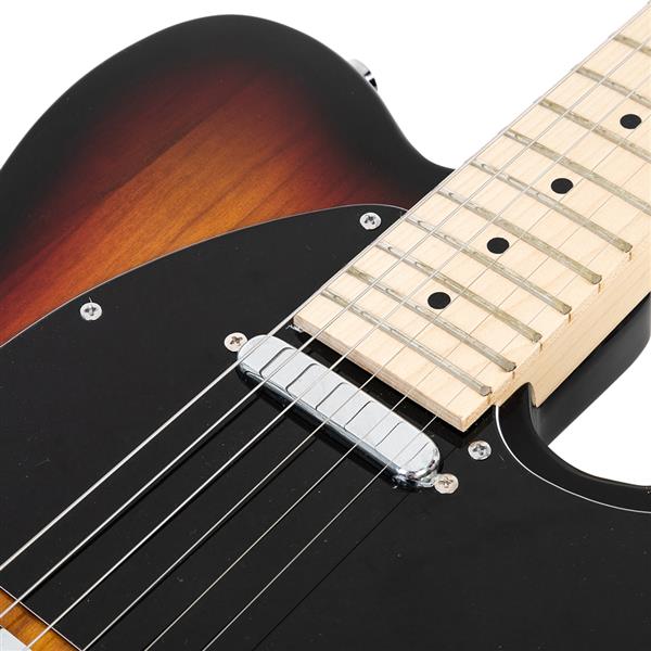 [Do Not Sell on Amazon]Glarry GTL Maple Fingerboard Electric Guitar Bag Strap Plectrum Connecting Wire Spanner Tool Sunset Color