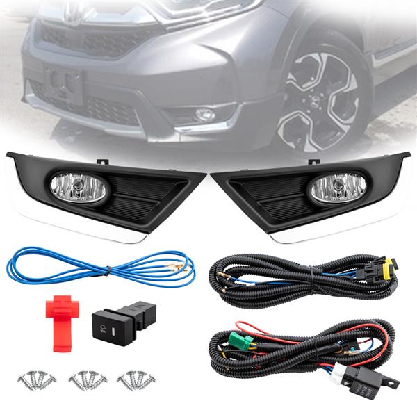 Bumper Fog Lights Driving Lamps Bulbs Bezel Left Right for 2017-2018 CR-V