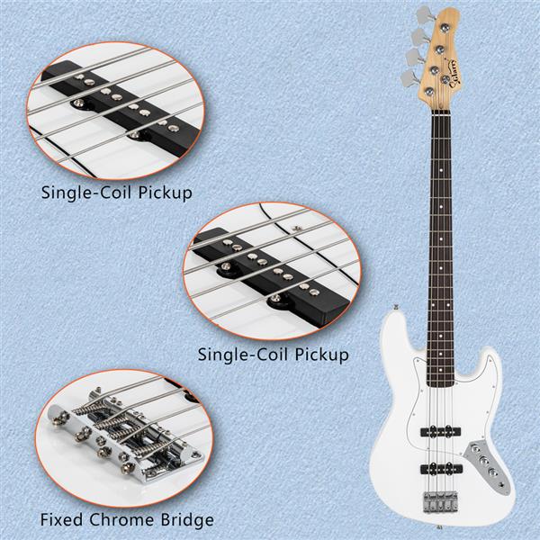 [Do Not Sell on Amazon]Glarry Electric GJazz Bass Guitar Cord Wrench Tool White