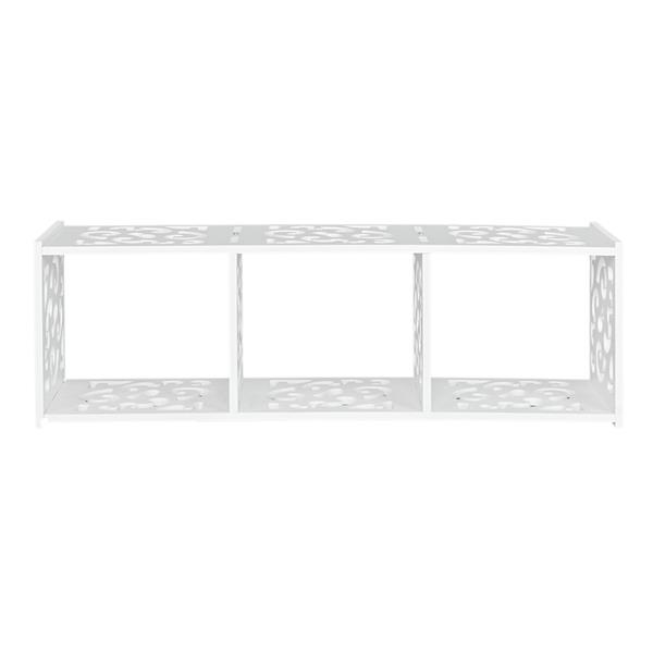 Wood-plastic Board Three lattices Carved Overhead Storage Rack White 