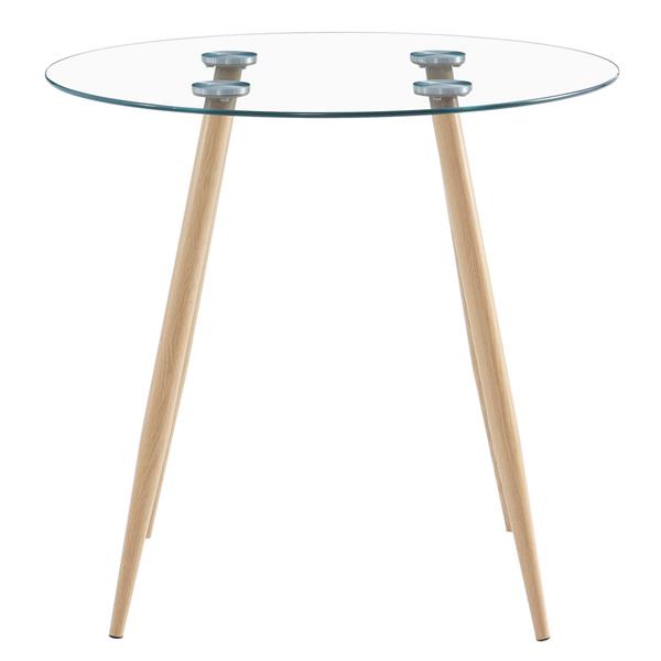 80*80*75cm Round Glass Dining Table Transparent Glass Table Leg Cross Design （only table）