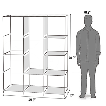 71\\" Portable Closet Wardrobe Clothes Rack Storage Organizer with Shelf Gray