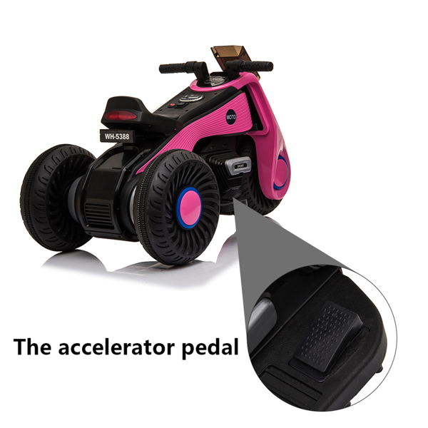 Children's Electric Motorcycle 3 Wheels Double Drive Pink