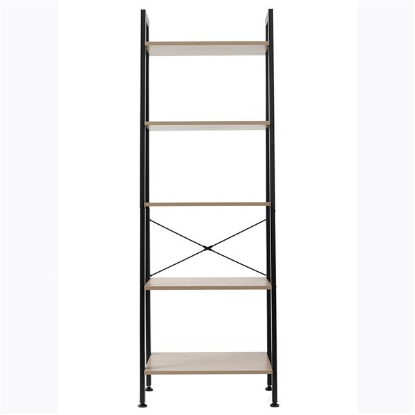 5 Tiers Industrial Ladder Shelf,Bookshelf, Storage Rack Shelf for Office, Bathroom, Living Room，Gray Color