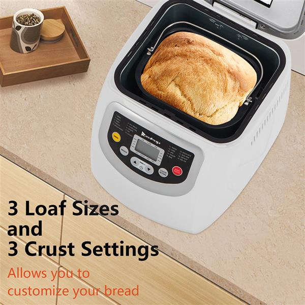 BM8021 2LB Bread Maker Machine With Automatic Feeding Function,High Temperature Resistant Environmental Protection Plastic ,White ,110V 550W US plug