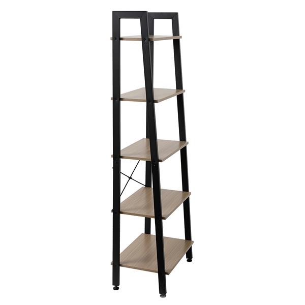 5 Tiers Industrial Ladder Shelf,Bookshelf, Storage Rack Shelf for Office, Bathroom, Living Room，Gray Color