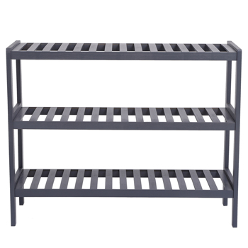 100% Bamboo Shoe Rack Bench, Shoe Storage, 3-Layer Multi-Functional Cell Shelf, Can Be Used For Entrance Corridor, Bathroom, Living Room And Corridor 70 * 25 * 55 - Grey