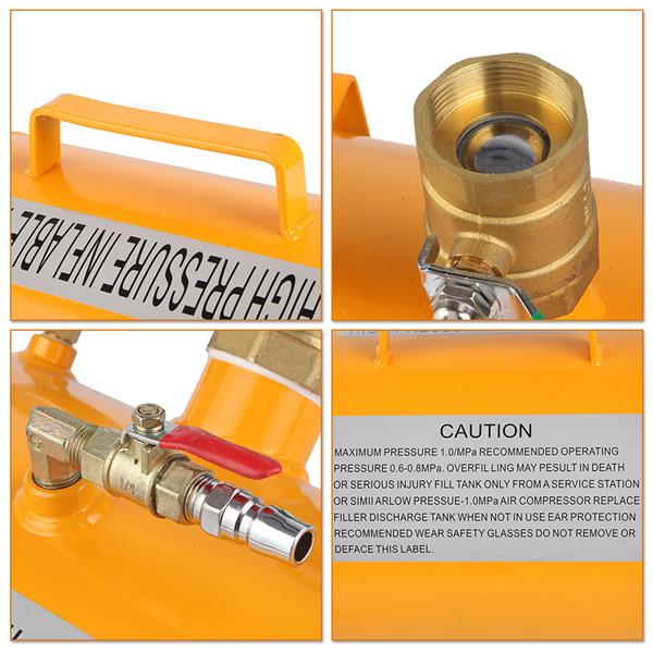 Seamless steel plate 5 gallon pneumatic tube inflator yellow