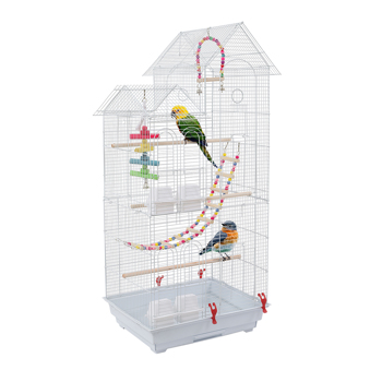 46\\" Bird Cage Pet Supplies Metal Cage with three Additional Toys White