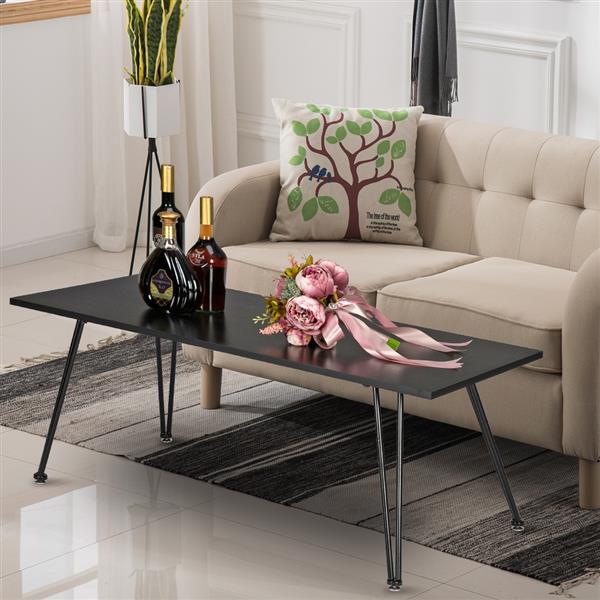 Single Layer 1.5cm Thick MDF Desktop Square Pointed Iron Coffee Table Black