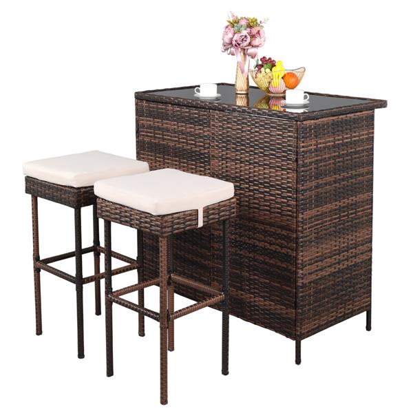 Bar Table And Bar Stool Three-Piece Set Brown Gradient