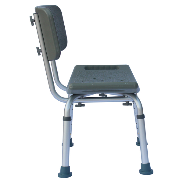 Medical Bathroom Safety Shower Tub Aluminium Alloy Bath Chair Seat Bench with Removable Back Gray