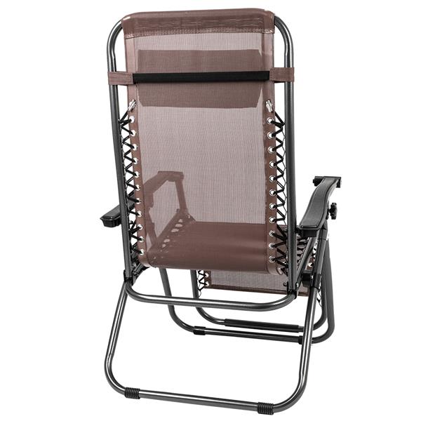 2pcs Plum Blossom Lock Portable Folding Chairs with Saucer Brown
