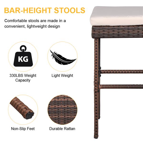 Bar Table And Bar Stool Three-Piece Set Brown Gradient