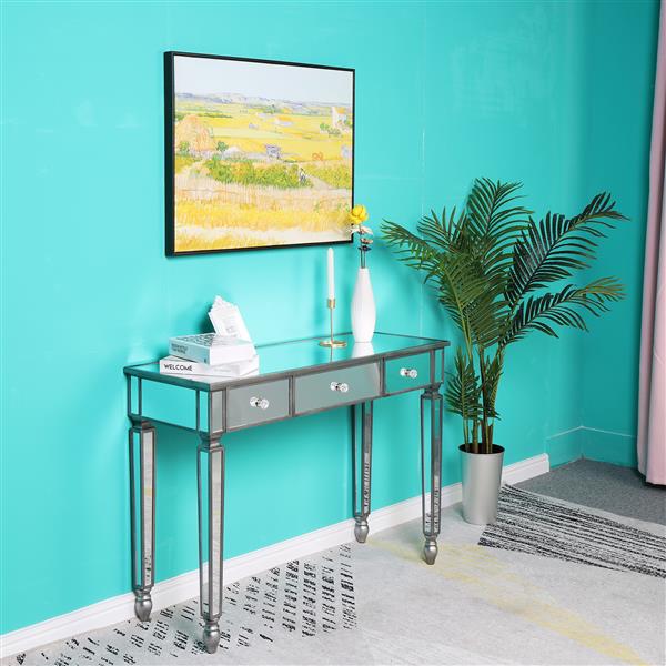 Three Drawers Mirror Table Dressing Table Console Table