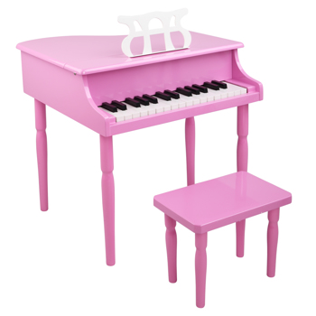 Wooden Toys: 30-key Children\\'s Wooden Piano / Four Feet / with Music Stand, Mechanical Sound Quality,Pink