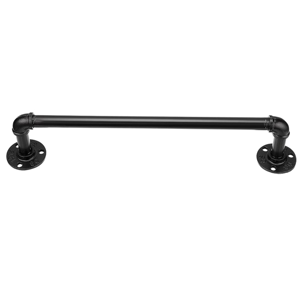 16 Inch Industrial Iron Pipe Towel Rack Holder(Black)