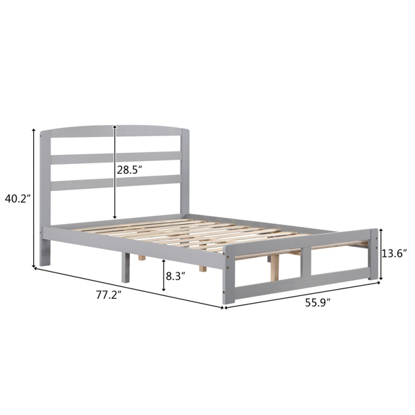 Pine Horizontal Plank Bed Grey 4FT6