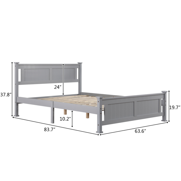 Vertical Pattern Decorative Core Board Bed Grey Queen