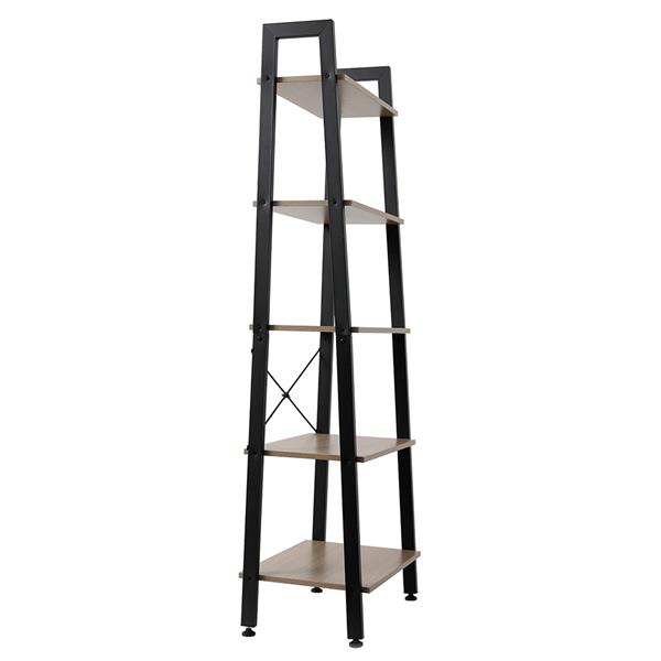 5 Tiers Industrial Ladder Shelf,Bookshelf, Storage Rack Shelf for Office, Bathroom, Living Room，Gray Color