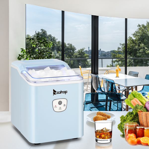 120V 120W 26lbs/12kg/24h Ice Maker Blue Plastic Transparent Lid/Button Type Household