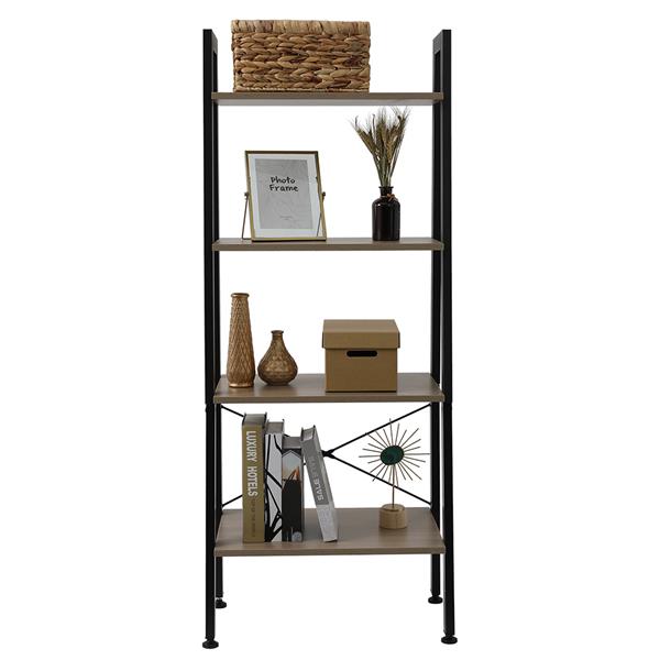 4 Tiers Industrial Ladder Shelf,Bookshelf, Storage Rack Shelf for Office, Bathroom, Living Room，Gray Color