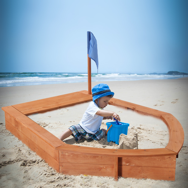 Kids Wooden Sandboat Backyard Sandboxes