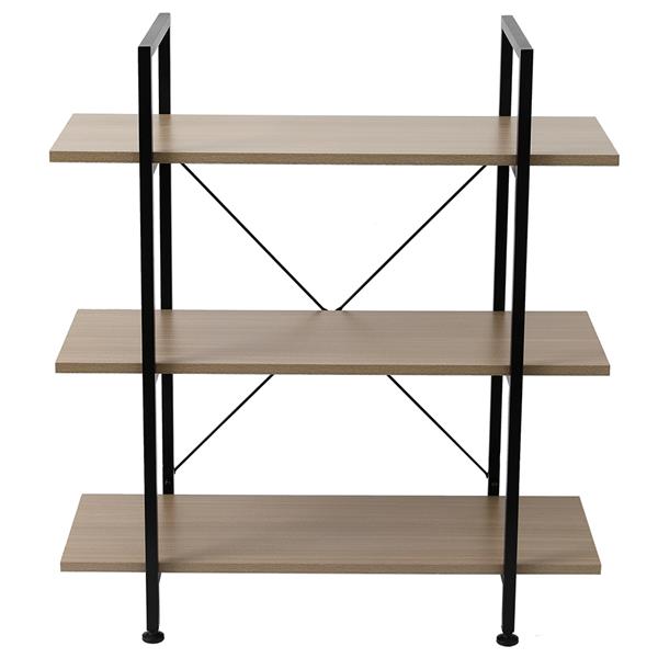 3-Tier Industrial Bookcase and Book Shelves, Vintage Wood and Metal Bookshelves,Gray