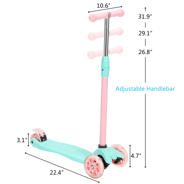 3 Wheel Kids Scooter 3 Height Adjustable Pu Flashing Wheels