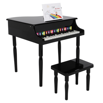 Wooden Toys: 30-key Children\\'s Wooden Piano / Four Feet / with Music Stand, Mechanical Sound Quality,Black