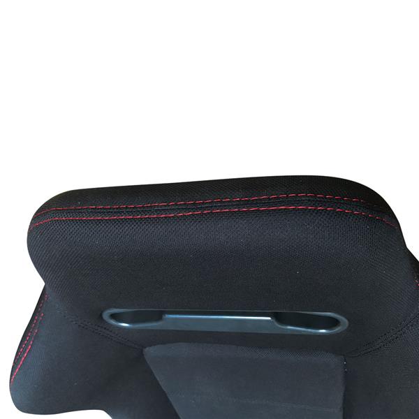 2pcs Left Right Reclinable Sports Bucket Racing Seats Red Stitch Black Cloth 