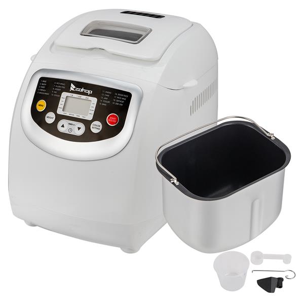 BM8021 2LB Bread Maker Machine With Automatic Feeding Function,High Temperature Resistant Environmental Protection Plastic ,White ,110V 550W US plug