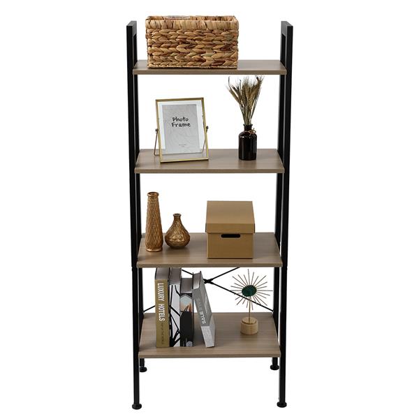 4 Tiers Industrial Ladder Shelf,Bookshelf, Storage Rack Shelf for Office, Bathroom, Living Room，Gray Color