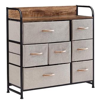 7 Drawer Dresser, Dresser Organizer, Fabric Dressers for Bedroom, Storage Tower for Hallway, Entryway, Closets, Sturdy Steel Frame, Wood Top & Handles