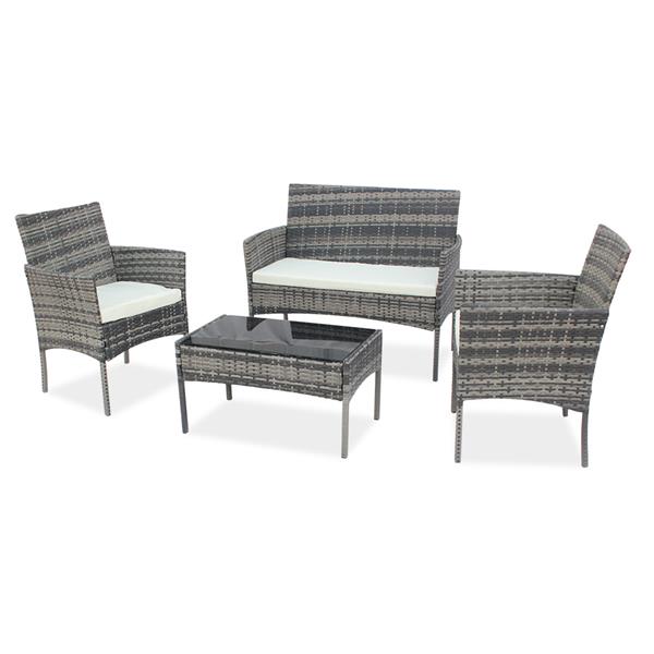 Outdoor Living Room Balcony Rattan Furniture Four-Piece-Gray