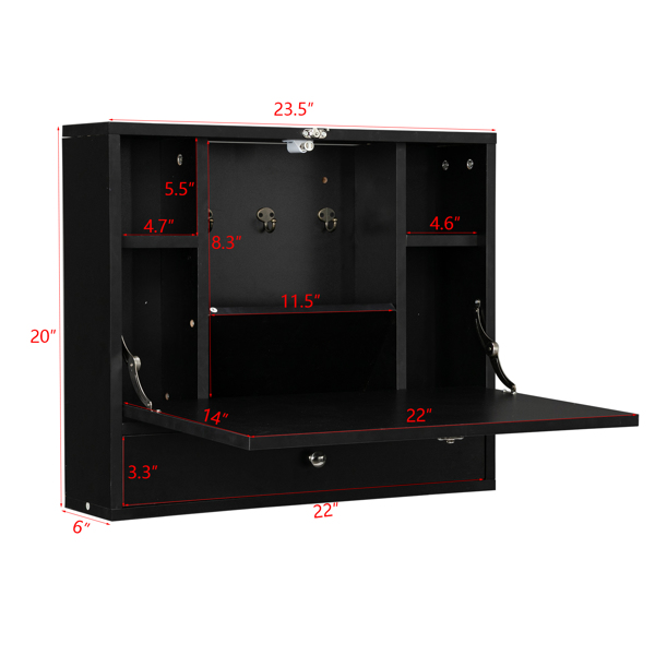 Density Board with Triamine Wall Built-up Computer Desk Black