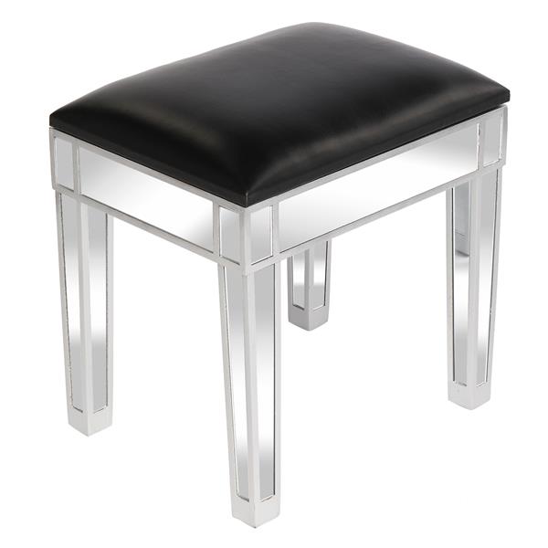 Modern Style Mirrored Vanity Stool Black