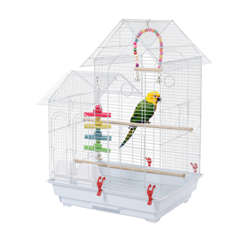 30\\" Bird Cage Pet Supplies Metal Cage with two Additional Toys White